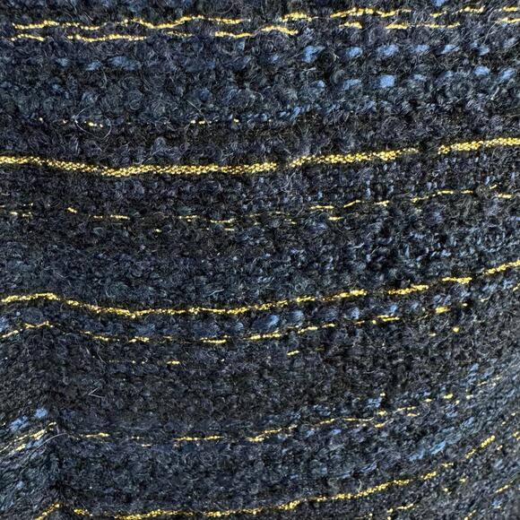 LOFT Blue Gold Shimmery Wool Blend Straight Lined Boucle Mini Skirt Size 12 - Picture 3 of 7